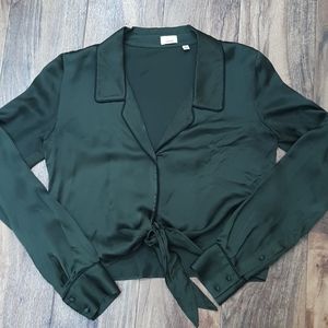 Dark green satiny blouse